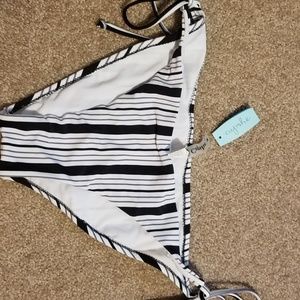 Cupshe swim bikini bottoms grey black and white M